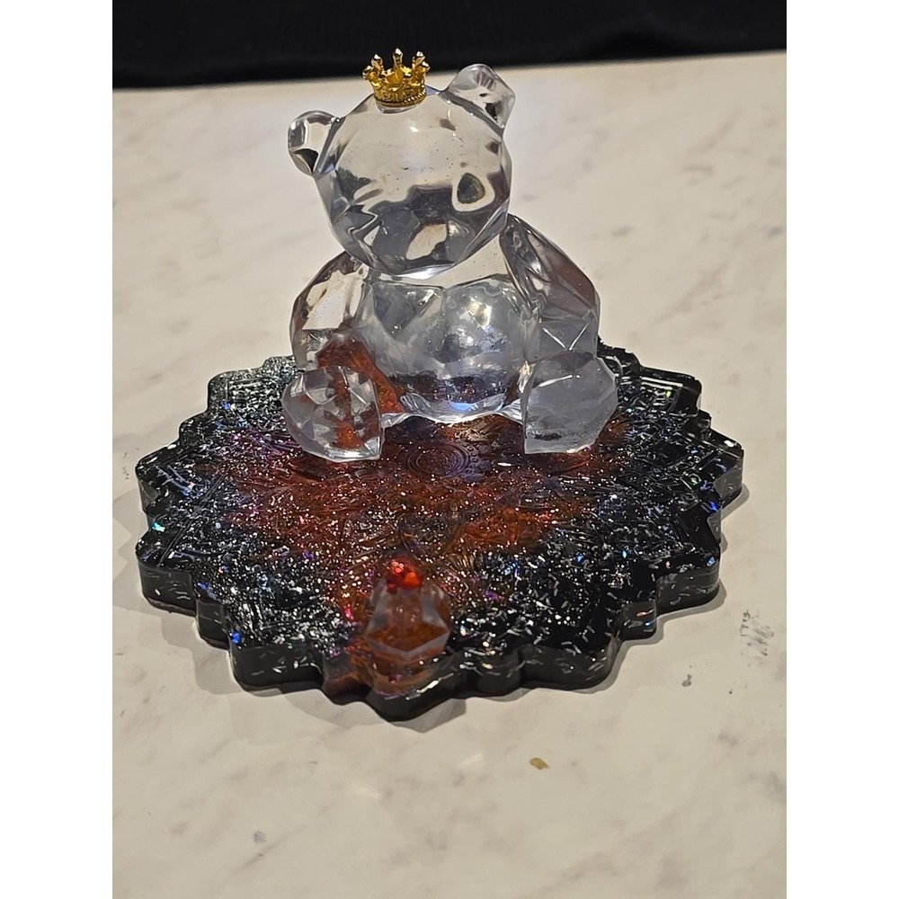 Handmade Resin‎ Cell Phone Holder Red Black Clear Bear 737